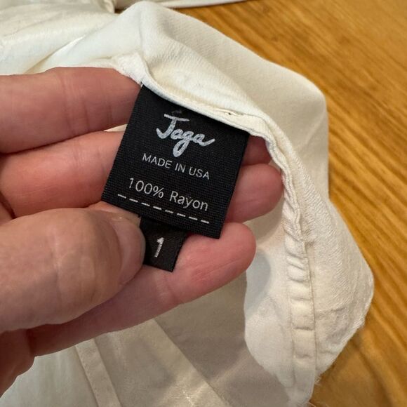 Jaga Satin Ivory Blazer Jacket Raw Hem Edges Womens SZ 1 (US 6) Tie Close Rayon - Picture 8 of 10